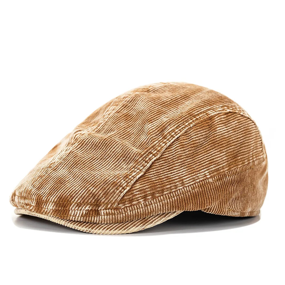 Khaki Corduroy Flat Cap