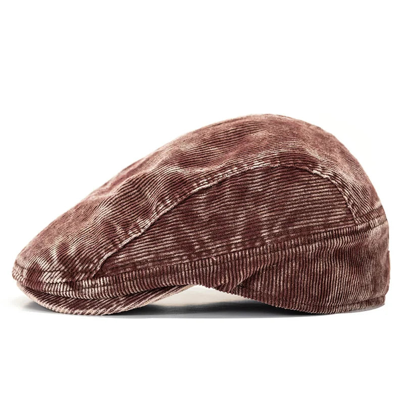 Red Corduroy Flat Cap