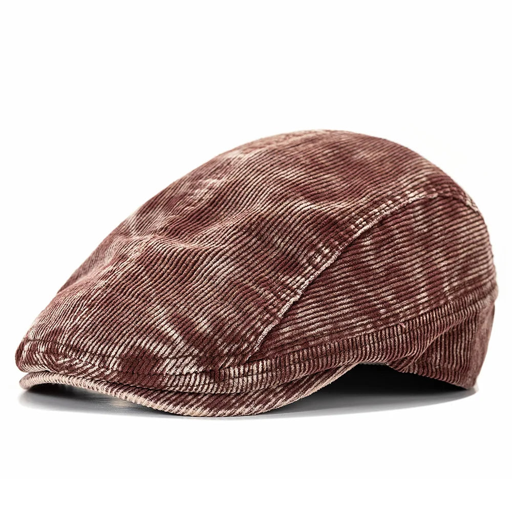 Red Corduroy Flat Cap