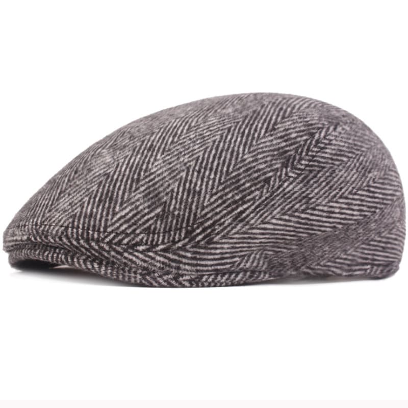 Vintage Herringbone Cotton Flat Cap