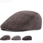 Vintage Herringbone Cotton Flat Cap