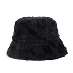 Vintage Plaid Fur Bucket Hat