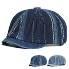 Vintage Striped Denim Newsboy Cap