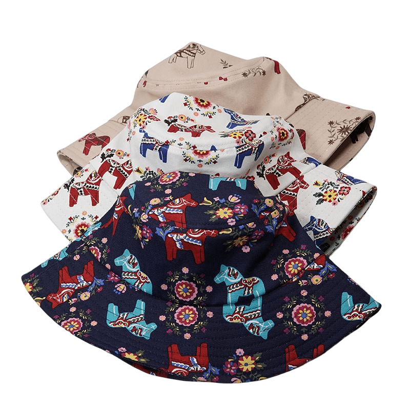 Vintage Wood Horses Bucket Hat