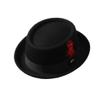 Virginia Feathers Black Wool Porkpie Hat