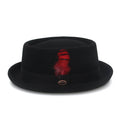 Virginia Feathers Black Wool Porkpie Hat
