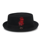 Virginia Feathers Black Wool Porkpie Hat