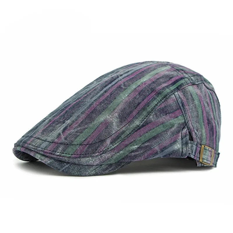 Waterford Distressed Striped Flat Cap