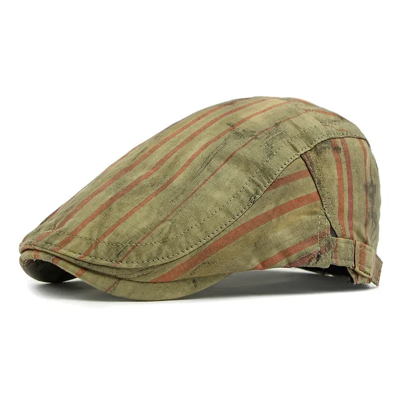 Waterford Distressed Striped Flat Cap