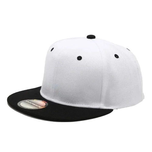 White and black Bicolor Snapback Cap back view