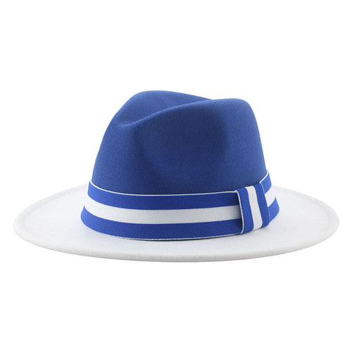 White and blue Bicolor Fedora Hat