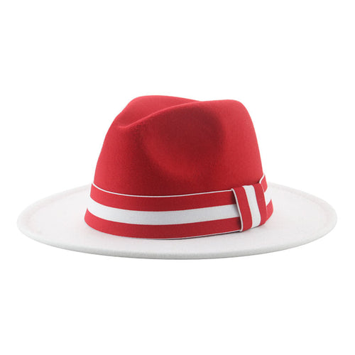 White and red Bicolor Fedora Hat