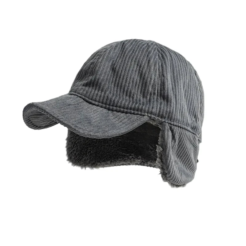 Gray Vintage Corduroy Baseball Cap