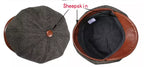 Wayne Herringbone Wool & Leather Newsboy Cap