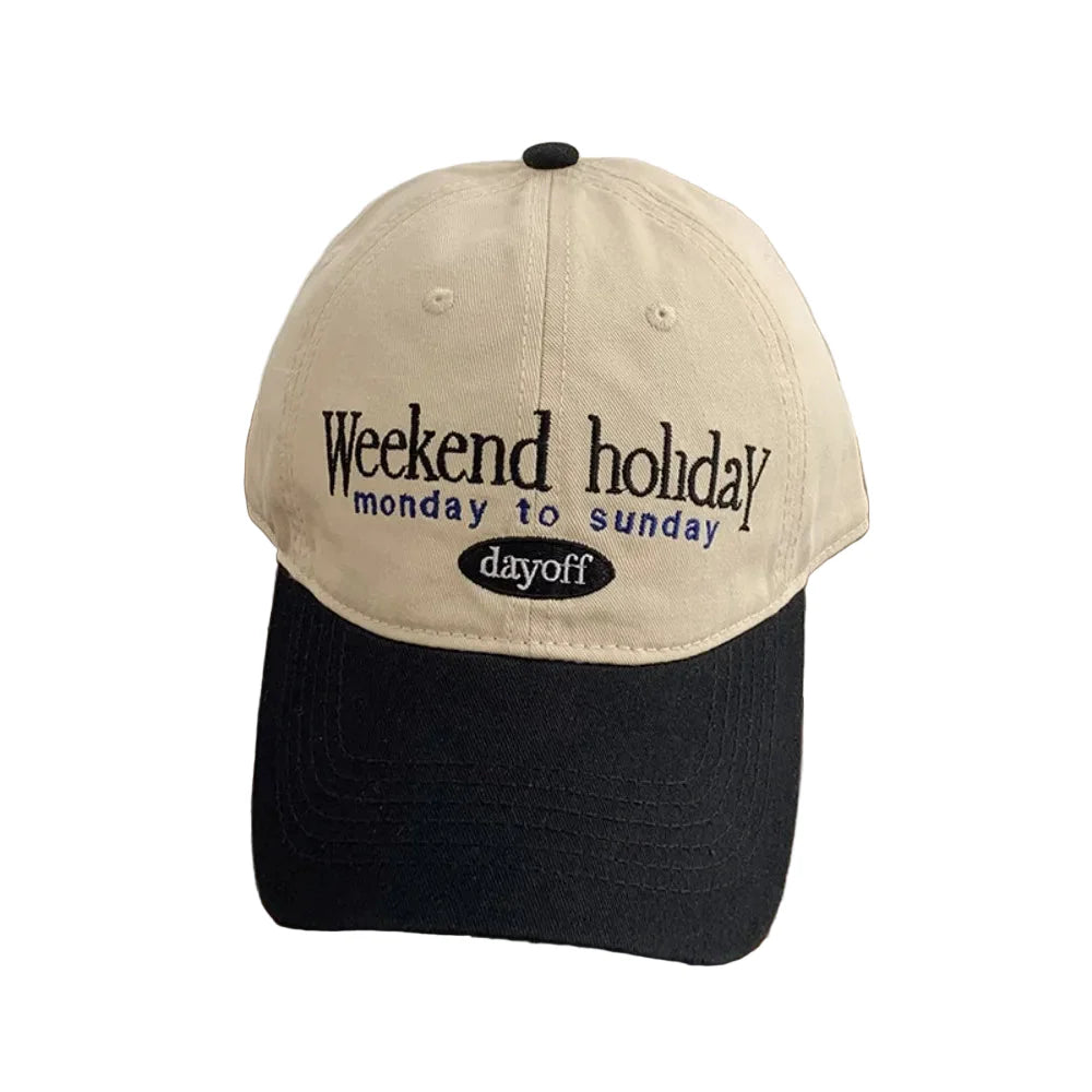 Weekend Holiday Dayoff Beige Baseball Cap