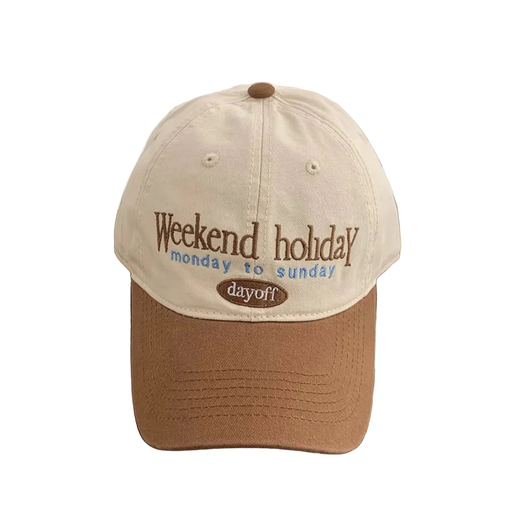 Weekend Holiday Dayoff Beige Baseball Cap