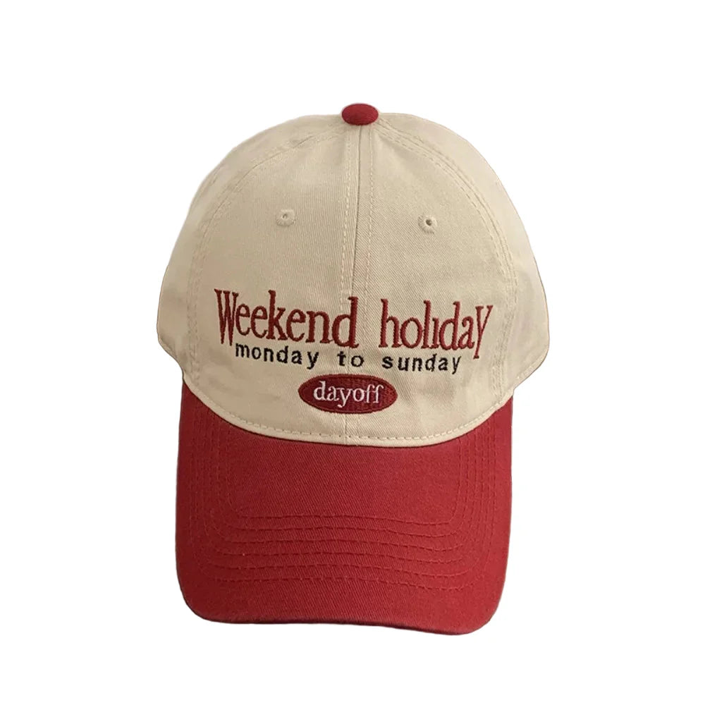 Weekend Holiday Dayoff Beige Baseball Cap