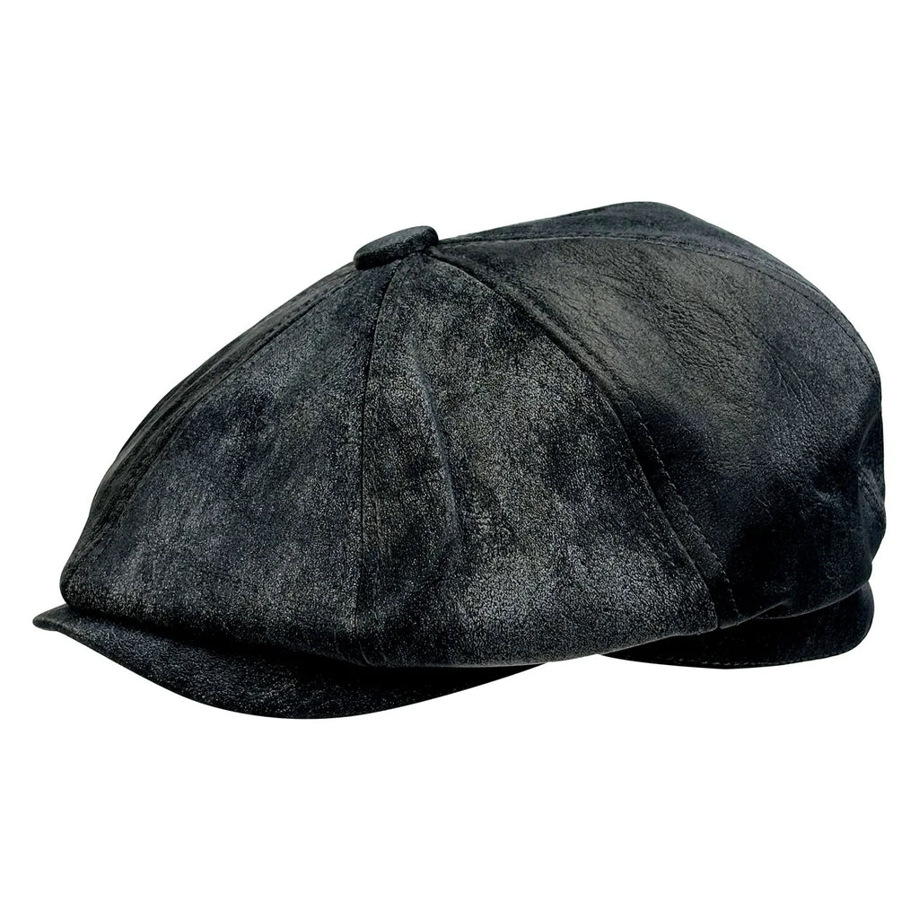 Westerville Vintage Distressed Leather Newsboy Cap