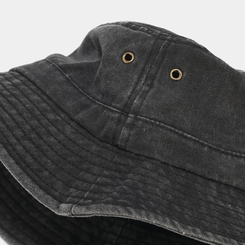 White Daisy Washed Cotton Bucket Hat