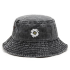 White Daisy Washed Cotton Bucket Hat