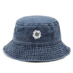 White Daisy Washed Cotton Bucket Hat