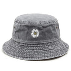 White Daisy Washed Cotton Bucket Hat