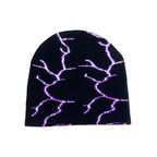 Lightning Print Skully Cotton Beanie