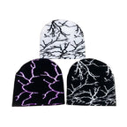 Lightning Print Skully Cotton Beanie