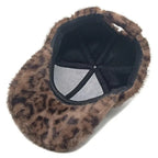 Winter Furry Leopard Print Baseball Cap