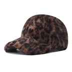 Winter Furry Leopard Print Baseball Cap