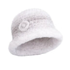 Winter Women Floral Natural Mink Fur Beanie Bucket Hat
