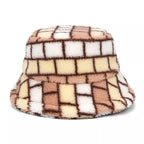 Winter Plaid Fur Bucket Hat