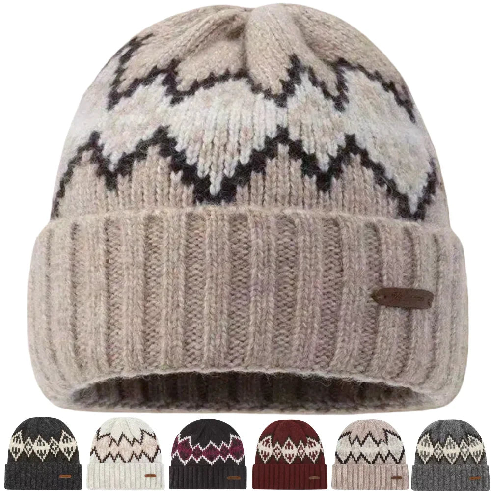 Wisconsin Winter Knitted Rhombuses Beanie
