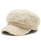 Women Winter Furry Newsboy Cap
