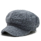 Women Winter Furry Newsboy Cap