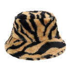 Zebra Skin Pattern Fur Bucket Hat