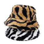 Zebra Skin Pattern Fur Bucket Hat