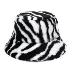 Zebra Skin Pattern Fur Bucket Hat