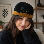 Cotton Docker Cap - Black Adjustable Size Unisex Summer Casual Hatloom Headwear