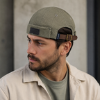 Cotton Docker Cap – Adjustable Brimless Hat With Embroidered Summer Design
