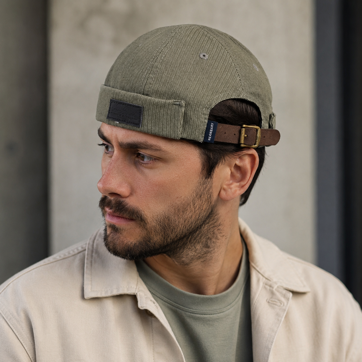 Cotton Docker Cap – Adjustable Brimless Hat With Embroidered Summer Design
