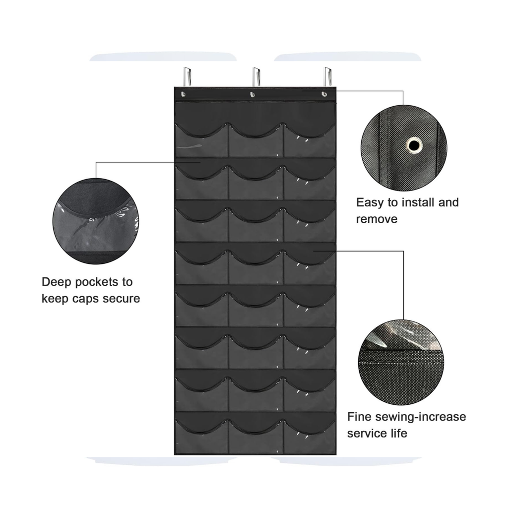 baseball hat organizer for bedroom door and closet