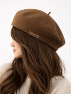 beige cotton beret hat for women classic French style solid color lightweight breathable fashion headwear