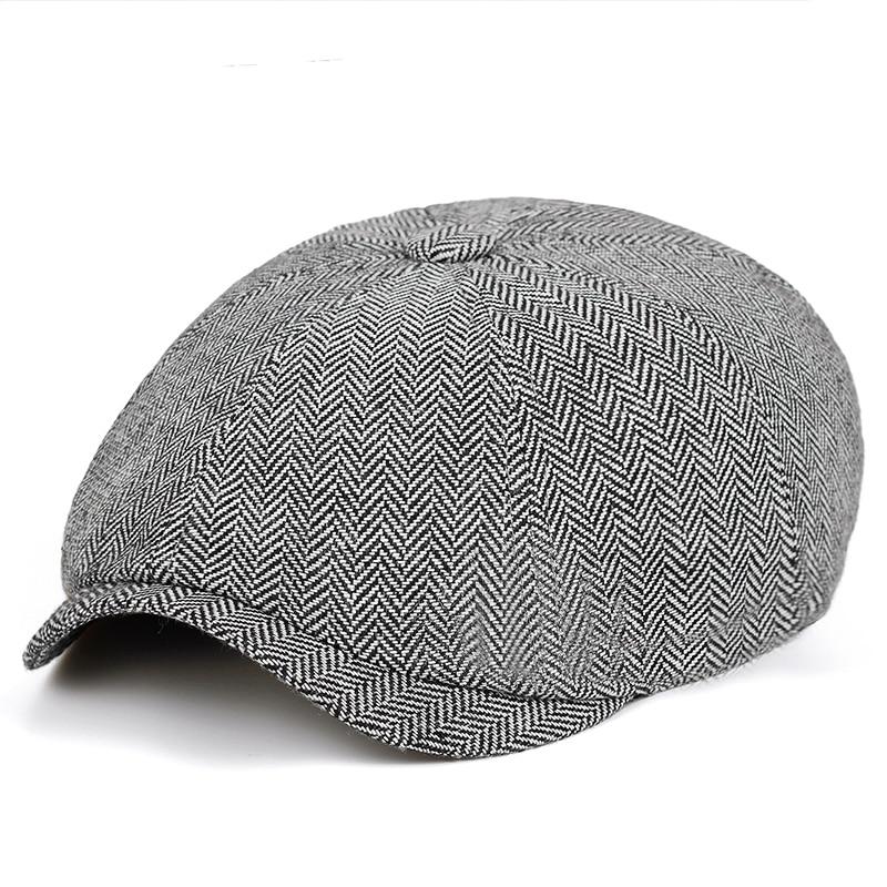 Men’s Cotton Newsboy Cap – Classic Herringbone Gatsby Hat