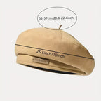 classic French beret hat for women beige cotton fabric comfortable breathable solid color fashion accessory