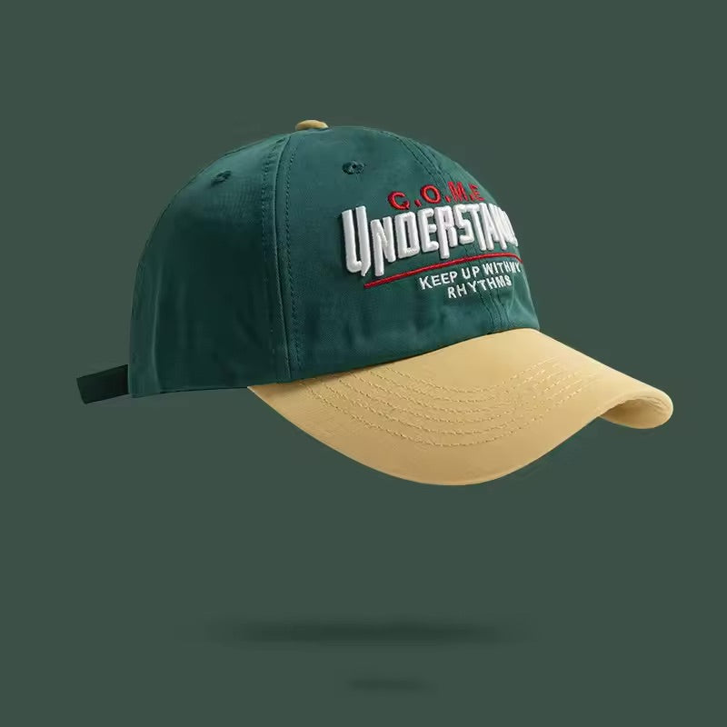 contrast color baseball hat with embroidered design
