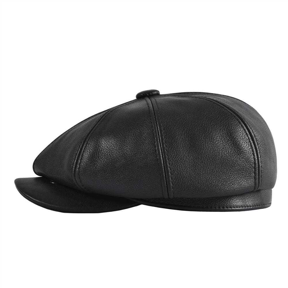 Men’s Leather Newsboy Cap – Genuine Cowskin Ivy Hat