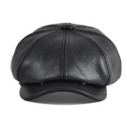 Men’s Leather Newsboy Cap – Genuine Cowskin Ivy Hat
