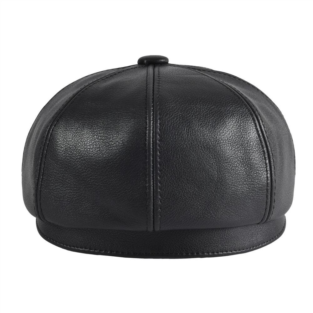 Men’s Leather Newsboy Cap – Genuine Cowskin Ivy Hat