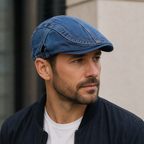 Denim Flat Cap – Adjustable Cotton Hat | Classic Striped & Plain Styles